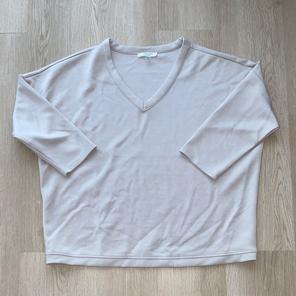 Beige V-Neck Top